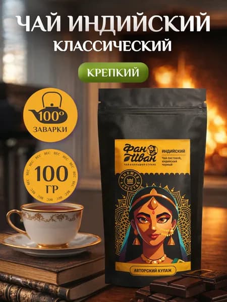 Чай черный листовой индийский крепкий вкусный