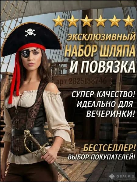 Шляпа пирата с повязкой на глаз. Карнавальная шляпа. Пиратская вечеринка.