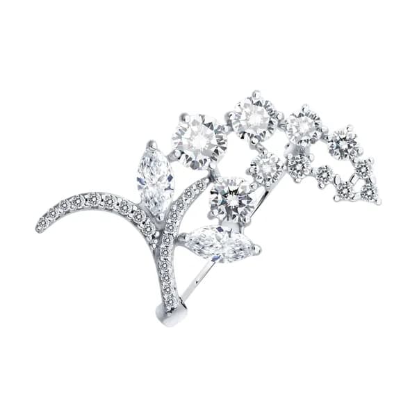 Серебряная брошь DIAMANT-ONLINE с фианитом 925 пробы