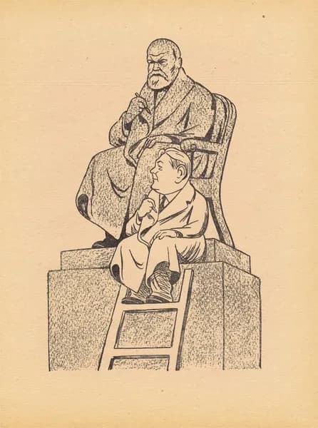 Писатель Анатолий Владимирович Софронов. Портрет, карикатура, шарж. Антикварная цинкография. СССР, 1956 г.
