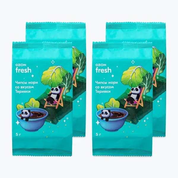 Чипсы-Нори из морской водоросли Ozon fresh Teriyaki, 5 г х 4 шт