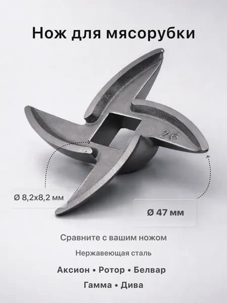 Нож для мясорубки Аксион, Белвар, Бриз, Гамма, Дива, Ратеп, Фея, Флора, Zelmer