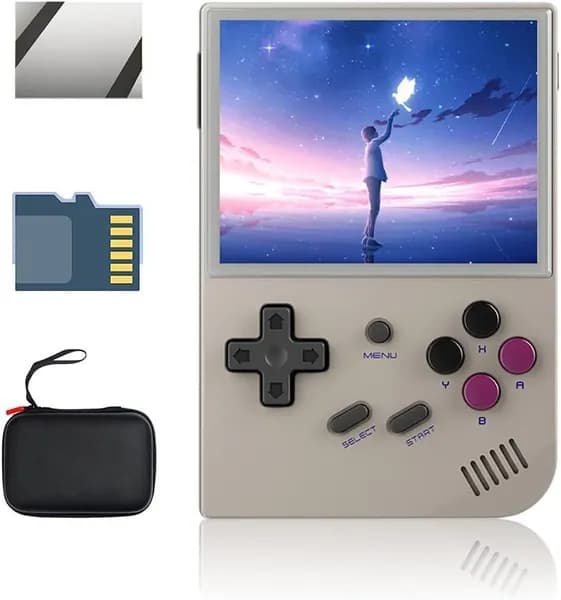 Портативная игровая консол Anbernic RG35XX,3,5" OCA 640*480 Linux-система,Поддерживает телевизионный выход HDMI(64GB TF card) с переносным футляром серый