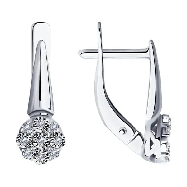 Серьги из белого золота DIAMANT-ONLINE с бриллиантом 585 пробы