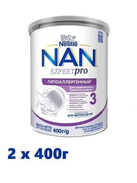 NAN EXPERTpro 3 Сухой гипоаллергенный напиток с 12 мес. 400г, 2шт