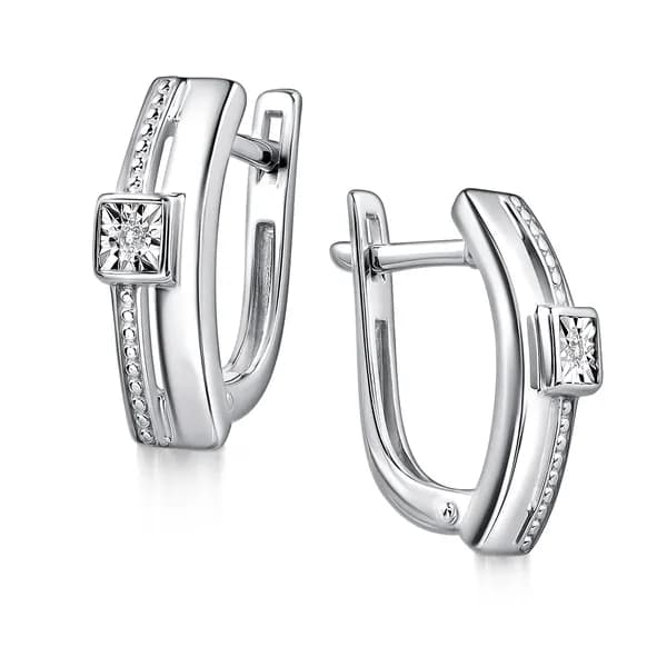 Серебряные серьги DIAMANT-ONLINE с бриллиантом 925 пробы