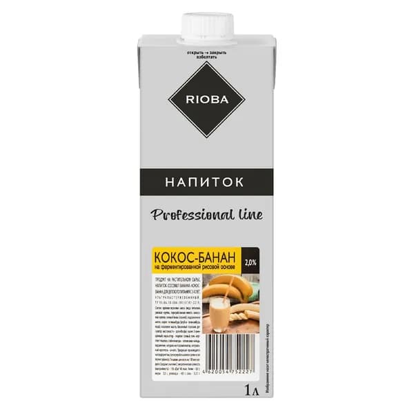 Rioba Напиток растительный банановый Moloko Кокос-банан 2%, 1л