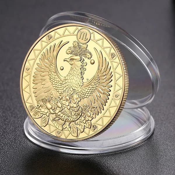 Золотистая медаль с изображением Скорпиона, диаметр 40 мм, бронза с гальваническим покрытием