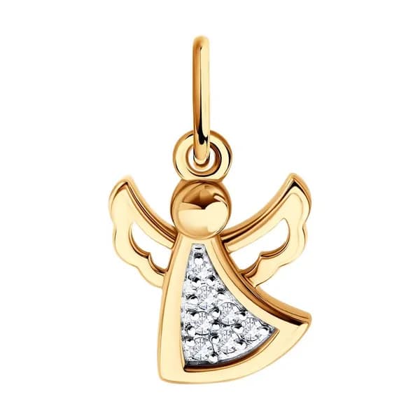 Золотая подвеска DIAMANT-ONLINE с фианитом 585 пробы