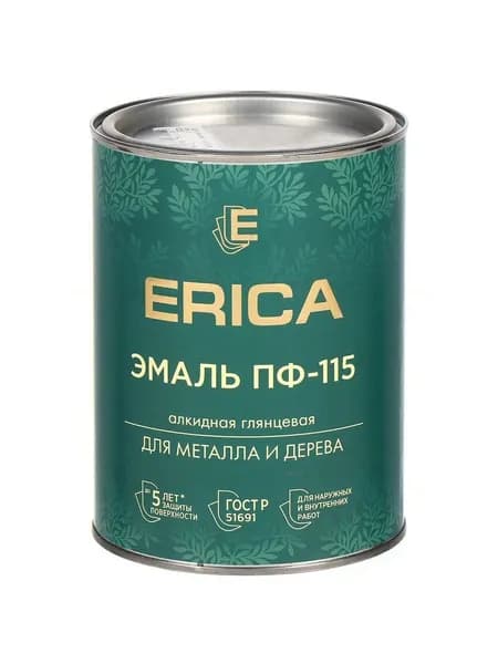 Эмаль Erica, ПФ-115, для внутренних и наружных работ, алкидная, глянцевая, сиреневая, 0.8 кг