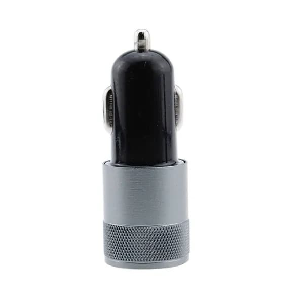Двойное usb зарядное устройство из алюминиевого сплава 2.1а серого цвета для автомобильных гаджетов