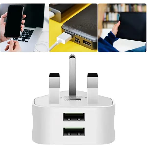 Умный зарядное устройство с двумя USB-портами, английская вилка, белый цвет