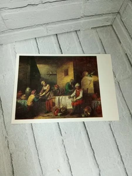 Канцелярия антикварная/винтажная открытка Верхаген В таверне