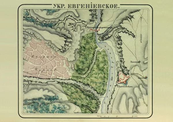 Принт-фотопечать. Укрепление (крепость) Евгениевское (Черкей, Чиркей, Чиркейское водохранилище, Российская империя, Дагестан). План (карта). Смешанная техника. Россия, ок. 1845 г. Формат А4