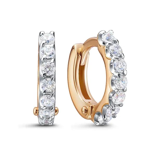 Золотые серьги DIAMANT-ONLINE с фианитом 585 пробы