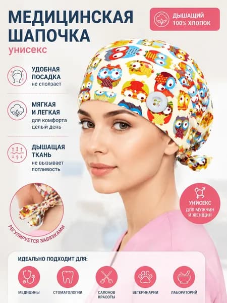 Медицинская шапка с кнопкой для маски