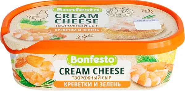 Сыр творожный BONFESTO Кремчиз Зелень 65%, без змж, 140г 3 шт.
