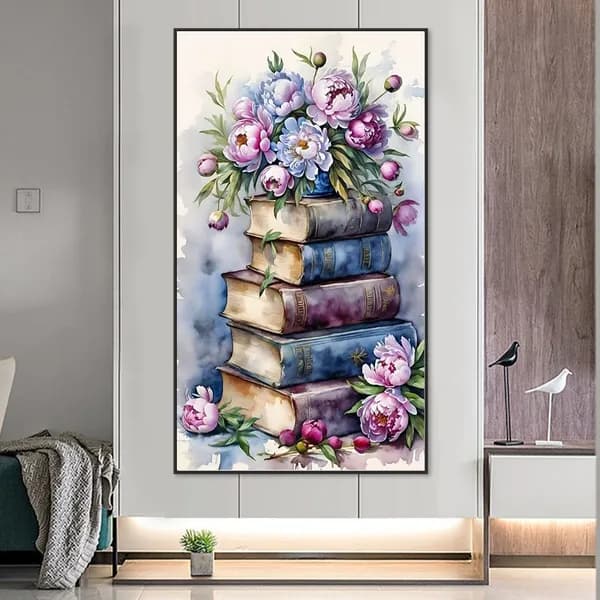 Цифровая живопись Цветочная книга на холсте 40 70 см без рамки