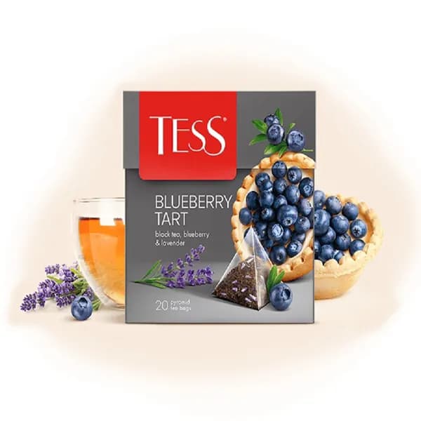 Чай в пирамидках черный Tess Blueberry Tart (Блюберри Тарт) 20 пак. Лаванда, яблоко, черника.