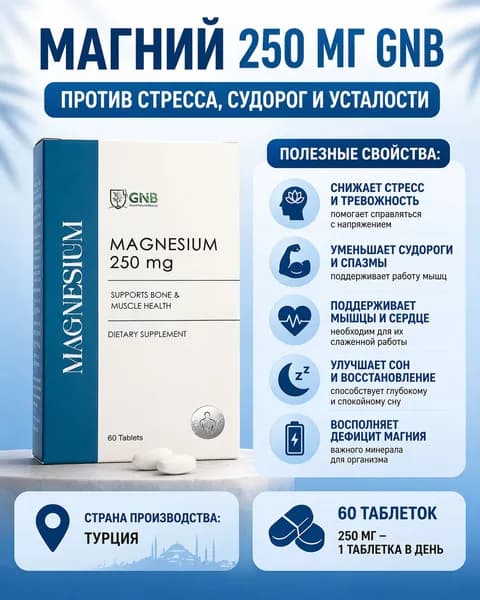 Magnesium (Citrate), GNB, Магний (Цитрат), 60 таб., 250 мг.