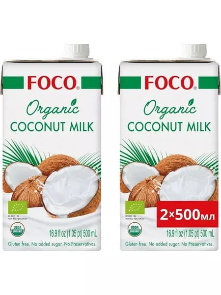Foco Кокосовое молоко органическое ФОКО 10-12%, 2х500 мл