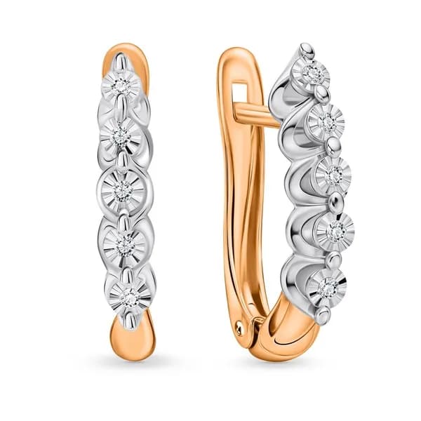 Серьги женские с бриллиантами из красного золота 585 пробы 585GOLD