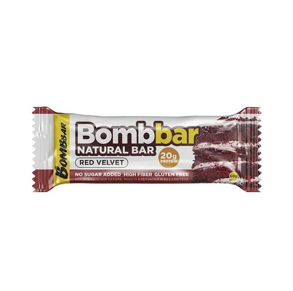 Батончик протеиновый Красный бархат , Bombbar, 60 г, Россия