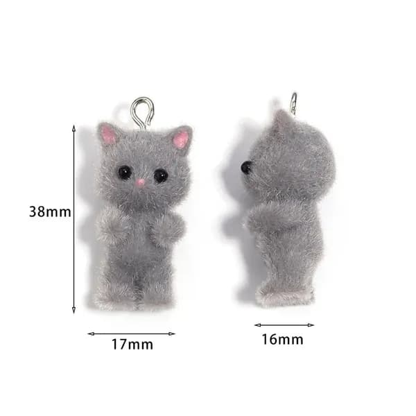 Подвеска кот, смоляные флокированные шармы, 3D пушистые аксессуары для DIY серег, кулонов и брелков