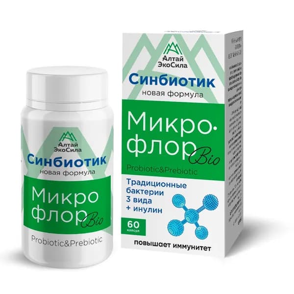 Комплекс обогащенный пробиотический Микрофлор-Bio 60 капсул. Синбиотик. Алтай Эко Сила.