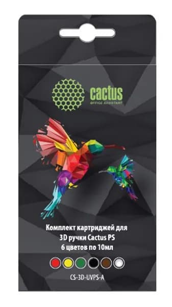 Пластик для 3D ручки Cactus CS-3D-UVPS-A УФ-полимер 6цв.