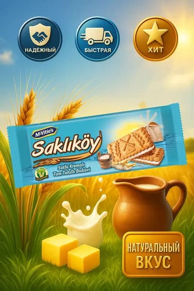 Ulker Saklikoy Печенье с кремом, источник клетчатки