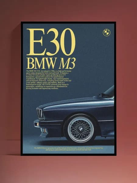 Постер на стену BMW E30 без рамы (29,7х42см)
