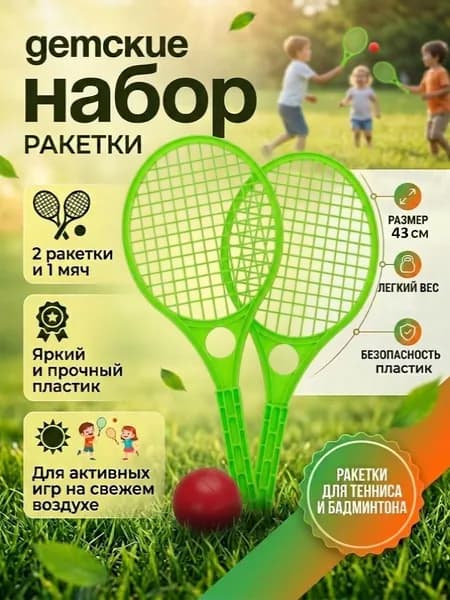 Набор для активных игр/ Набор для тенниса салатовый, ZEBRATOYS