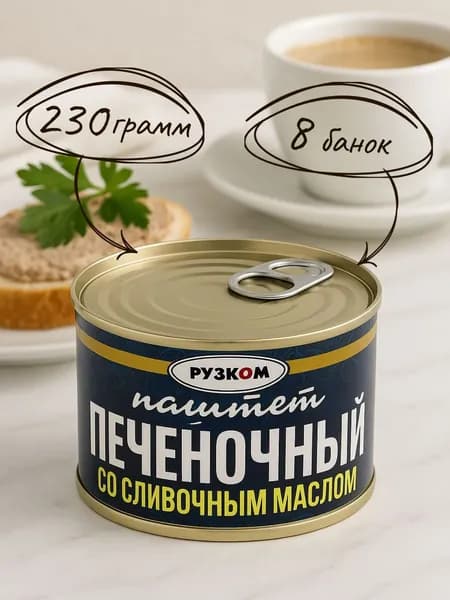 Паштет печёночный со сливочным маслом ГОСТ 230 гр. - 8 шт.