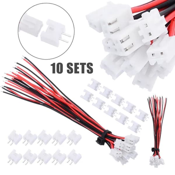 10 комплектов мини-разъёмов с 2 контактами для JST XH2,54 мм, провода 24AWG, длина 200 мм, инструмент