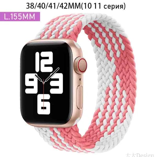 Нейлоновый ремешок для Apple Watch 42 мм(S10)/38/40/41mm, размер L series 1 2 3 4 5 6 7 8 9/SE(для эпл вотч),Эластичный плетеный браслет