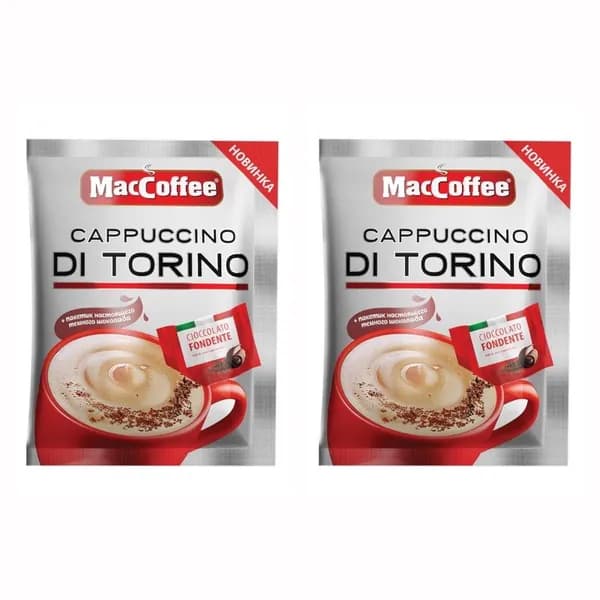 MacCoffee Кофейный напиток Cappuccino di Torino, с шоколадной крошкой, 25 гр, 20 пакетиков в упаковке, 2 уп