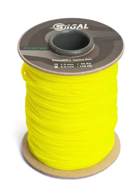 Линь для подводной охоты SIGALSUB YELLOW FLUO POLYESTER 2.0 мм, 20 метров
