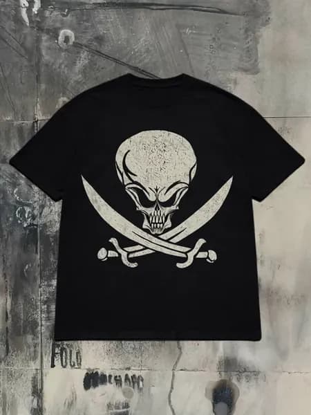 Футболка y2k оверсайз skull pirate archive y2k type