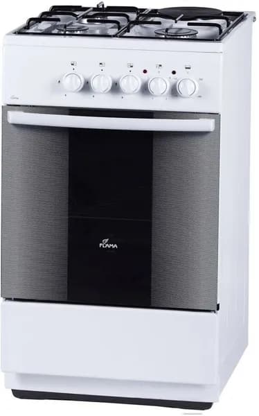 Flama RK 23-105 W Плита комбинированная белый, конфорок 4 шт, духовка 50 л, 50 см x 85 см x 60 см