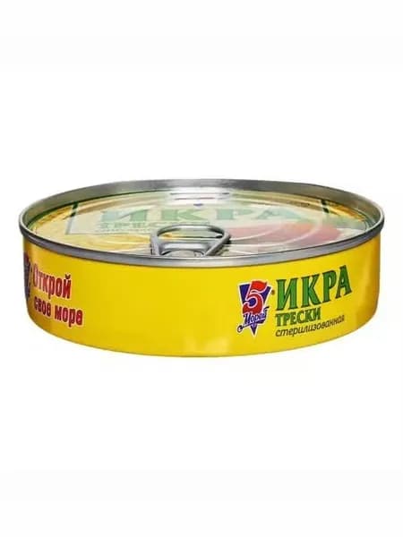 Икра трески 5 Морей стерилизованная 160 г