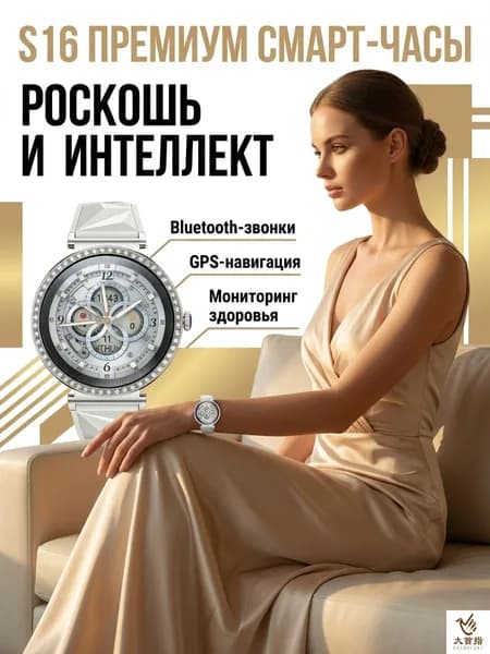 Смарт-часы Смарт-часы S16 для женщин, стильный и элегантный дизайн, поддержка Bluetooth, 36.9mm, Серебристый