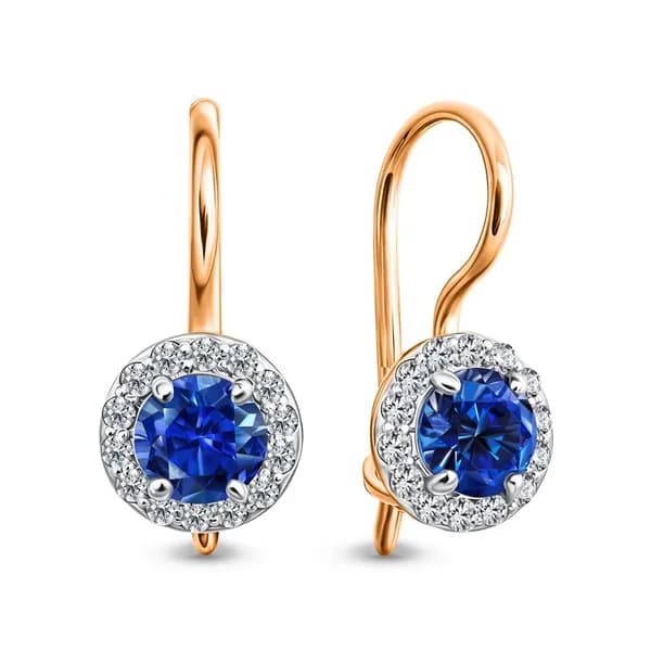 Серьги детские с фианитами из красного золота 585 пробы 585GOLD