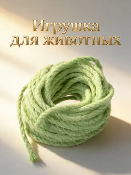 Сизалевая верёвка зелёная 10 м для изготовления когтеточек и аксессуаров для кошек