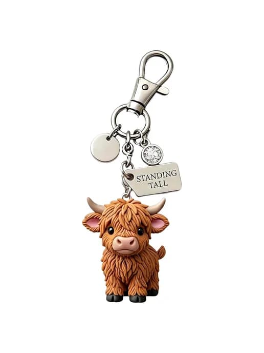 Генерик Highland Cow брелок стильный стильный с серебром (D)