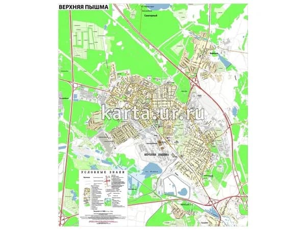 Карта складная г. Верхняя Пышма