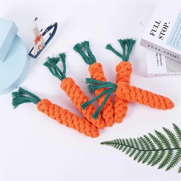 Морковка (игрушка) веревочная, для собак и кошек