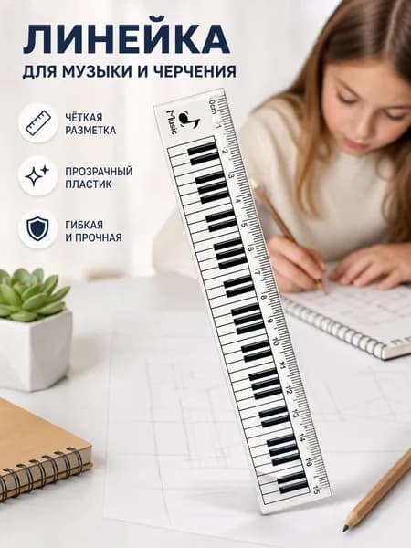 Линейка С Рисунком Клавиш Пианино, Современный Инструмент Для Художников И Дизайнеров