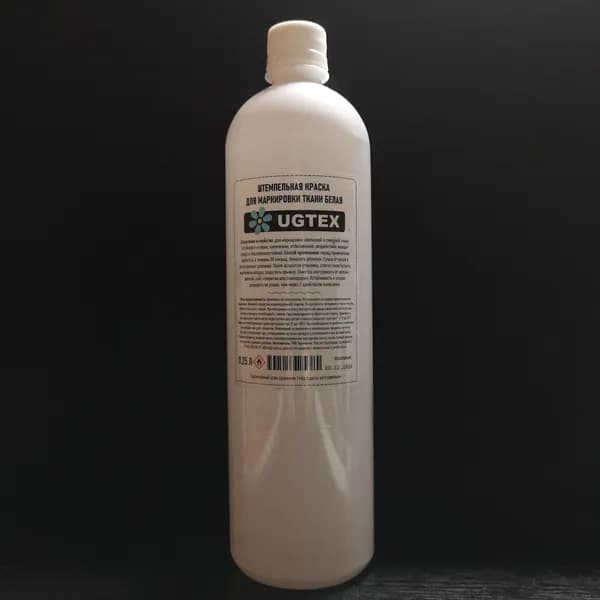 Штемпельная краска для ткани несмываемая белая 0.25л UGTEX МБС