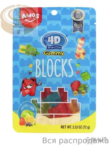 Мармелад жевательный Amos Blocks Фруктовый микс, 72г3